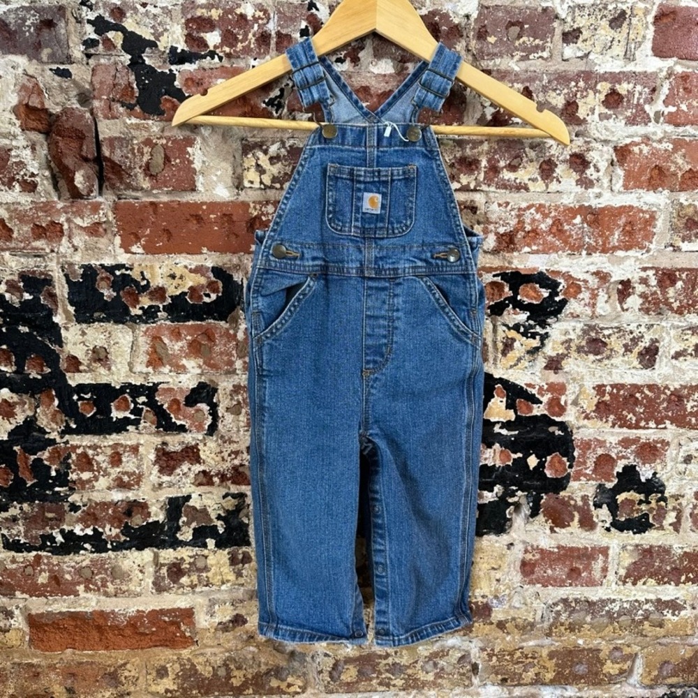 Carhartt Jean Denim Overall Bibs Kids 18M Farm Work Toddlers Blue